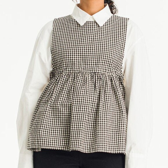 Olive Clothing Faye Ribboned Vest Black Gingham - Picture 2 of 6